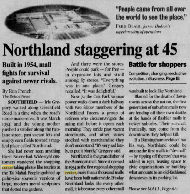 Northland Center (Northland Mall) - Sept 1999 Article (newer photo)